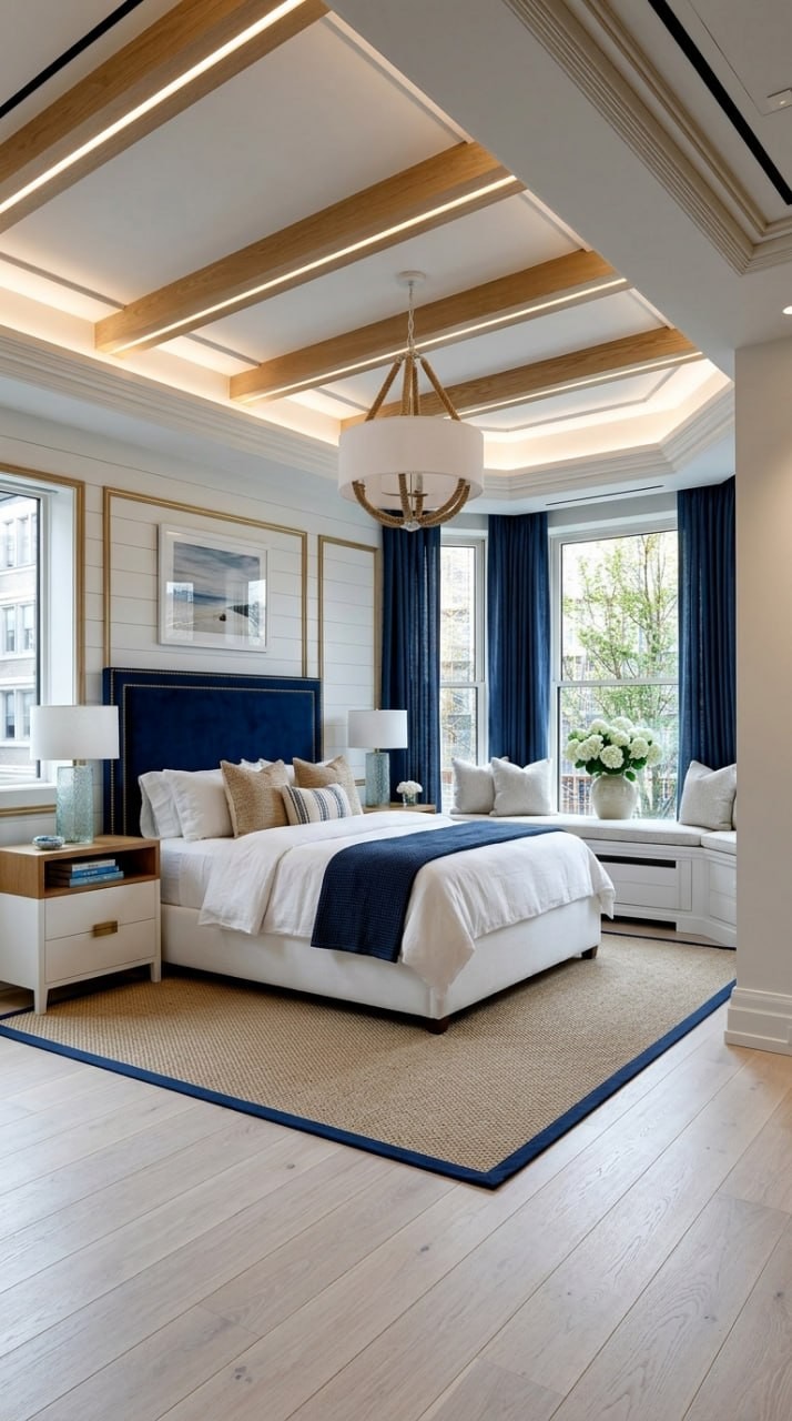 Boho coastal bedroom with natural textures, relaxed palette, and breezy holiday styling