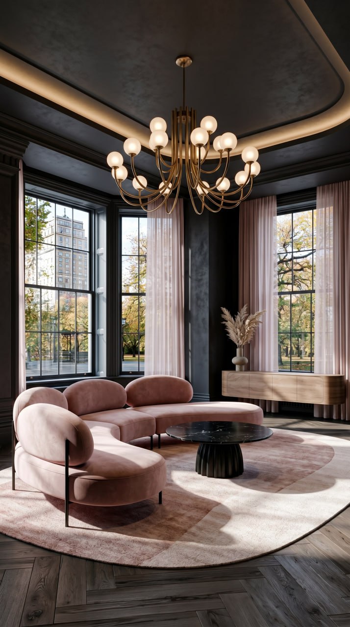 Dark Blush Interior Design with AI: 15 Room Designs