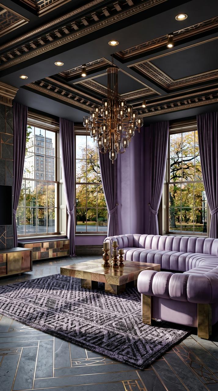 Mixed metals luxe living room with layered materials, refined detailing, and sophisticated finishes