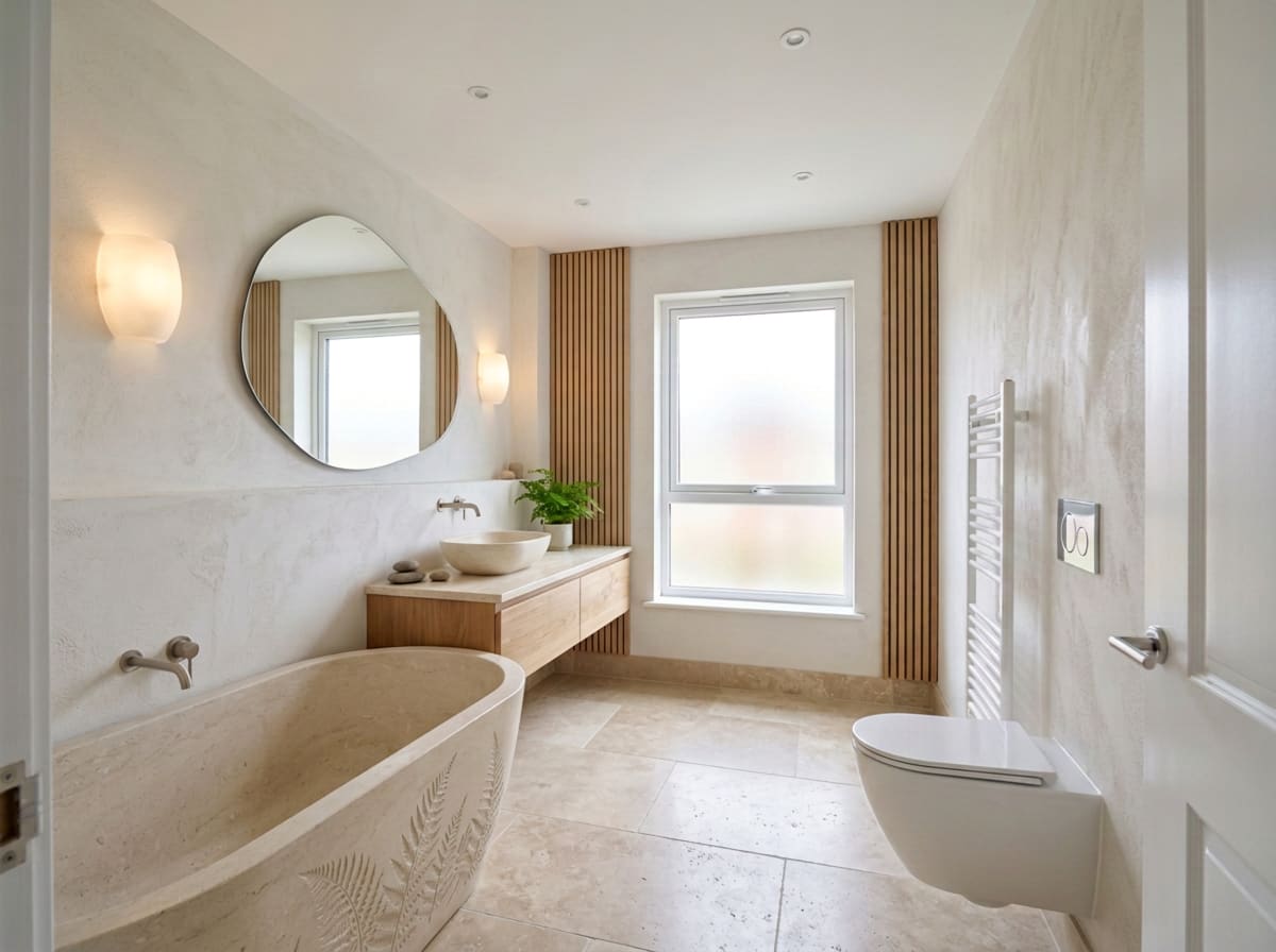 The updated bathroom design with the toilet added to the right wall