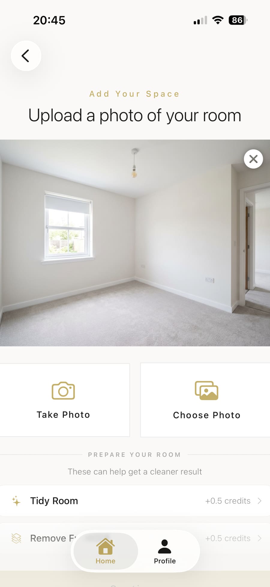 Selecting a photo or uploading an image of your bedroom