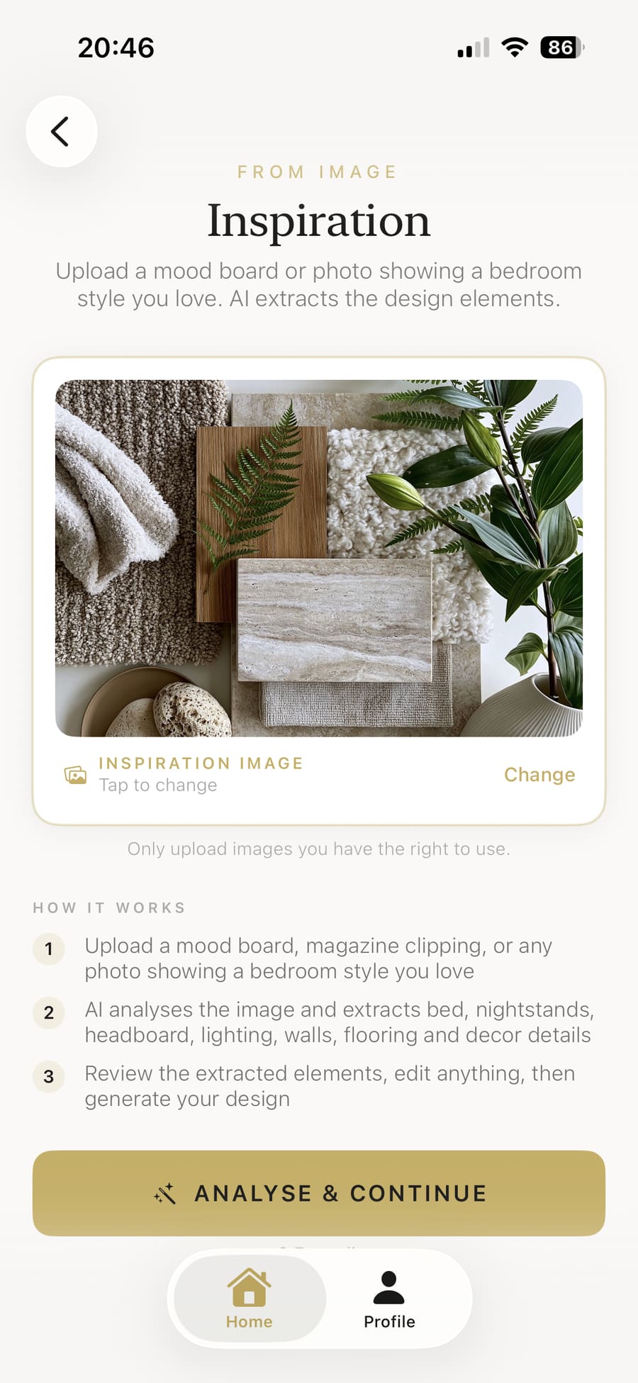 Mood board uploaded and ready to analyse