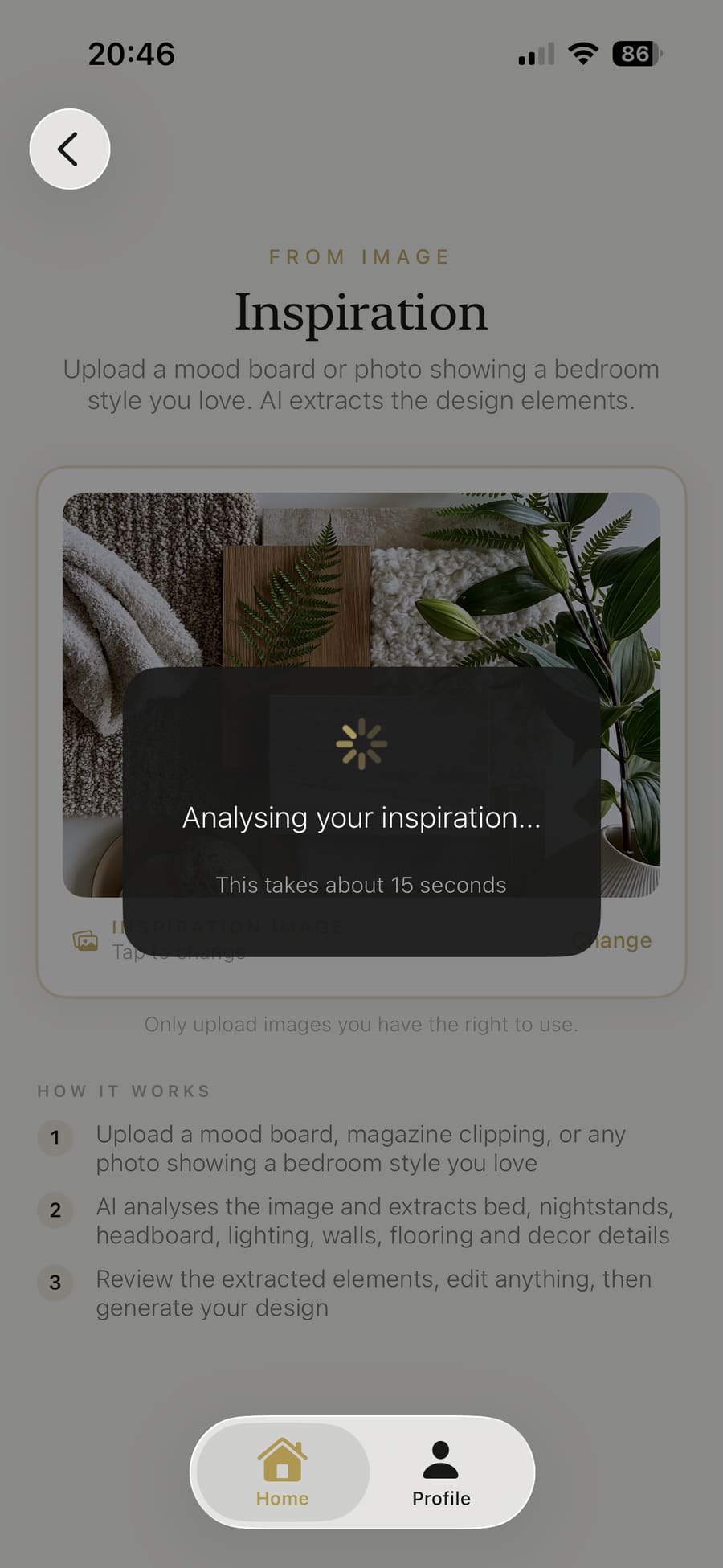 AI analysing the mood board and extracting design information
