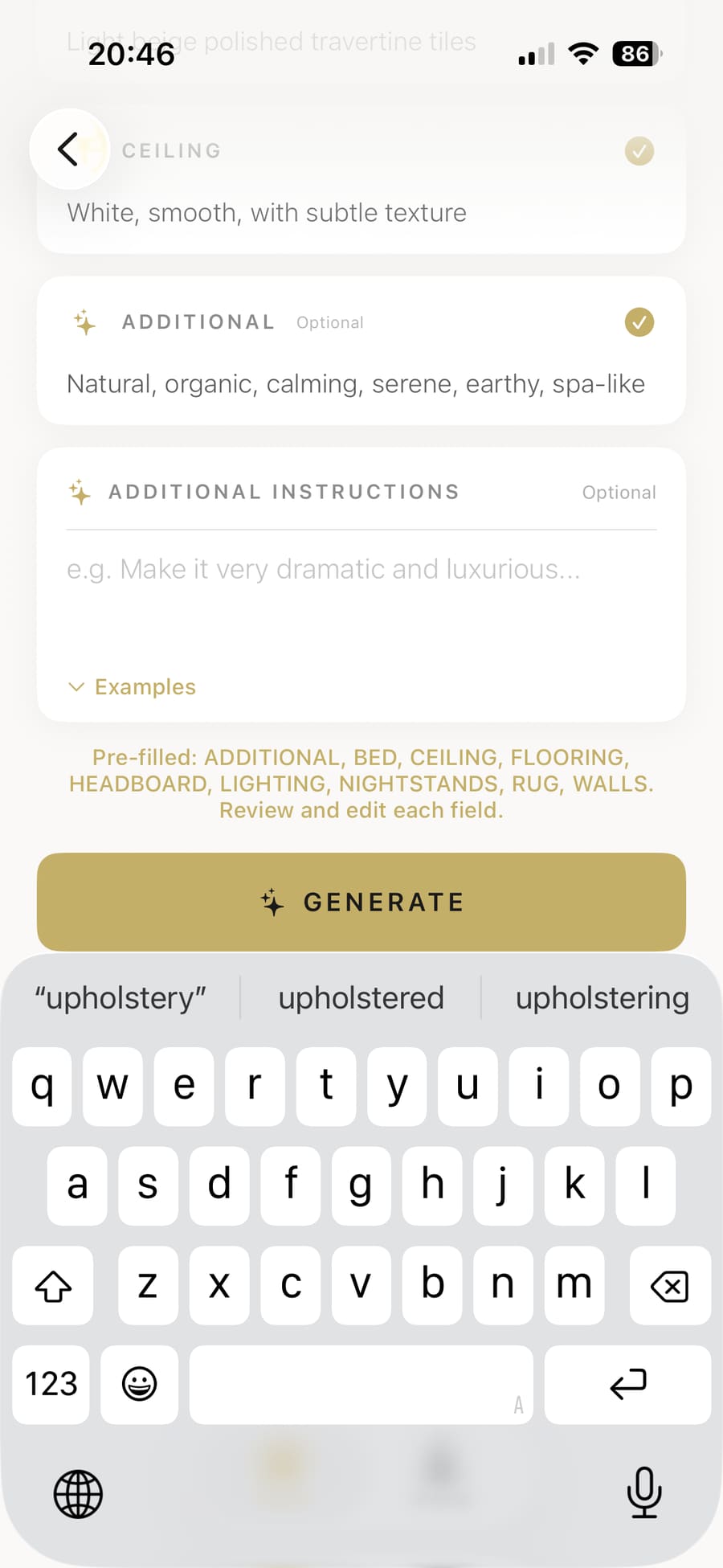 More populated fields with the generate button