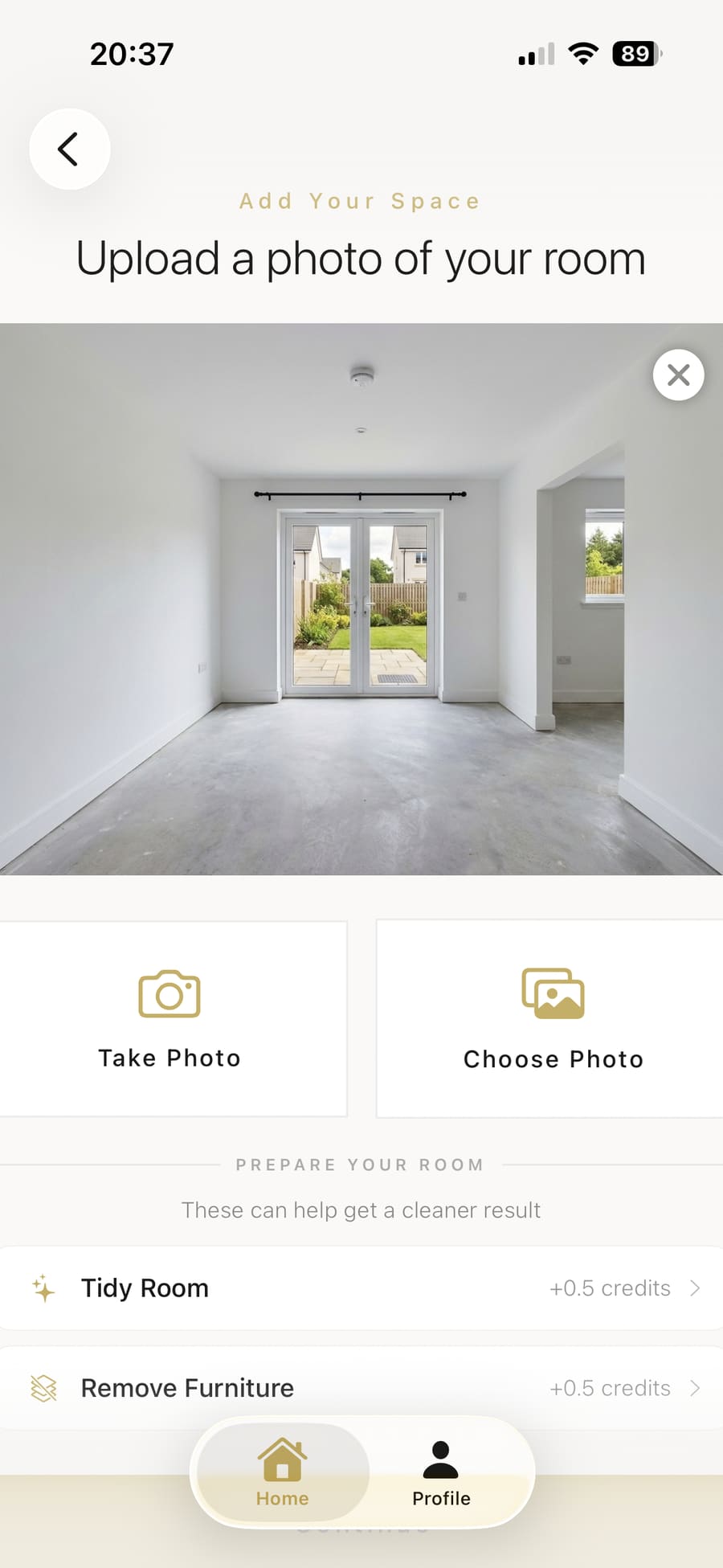 Choosing to take a photo with the camera or select from the photo library