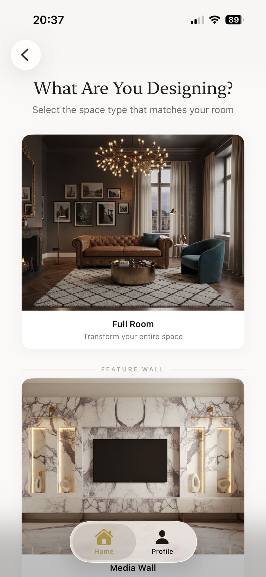 Choosing between designing a full room or focusing on a media wall