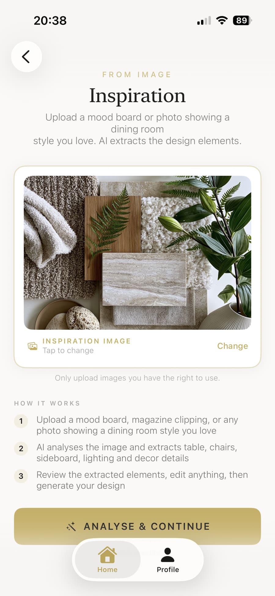 Mood board uploaded and ready to analyse