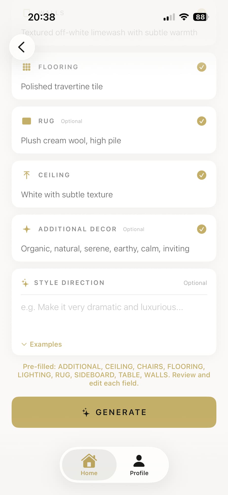 Additional extraction options and the generate button