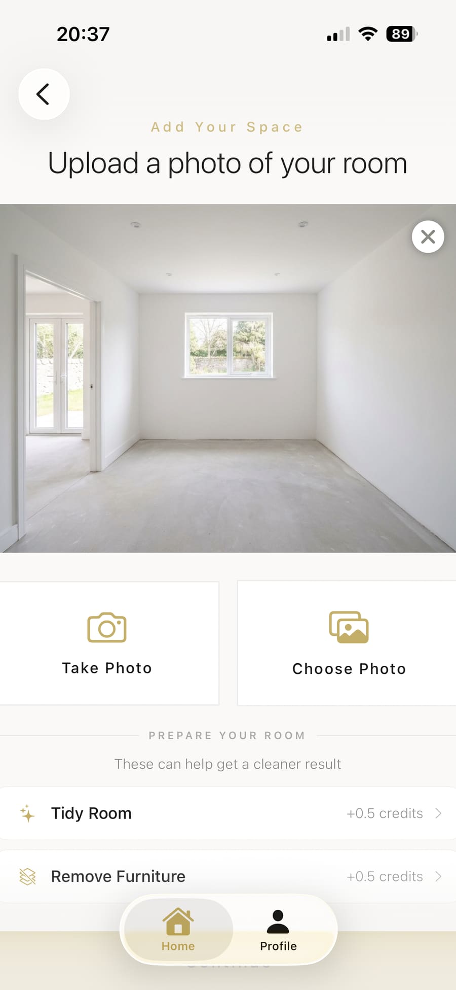 Choosing to take a photo with the camera or select from the photo library