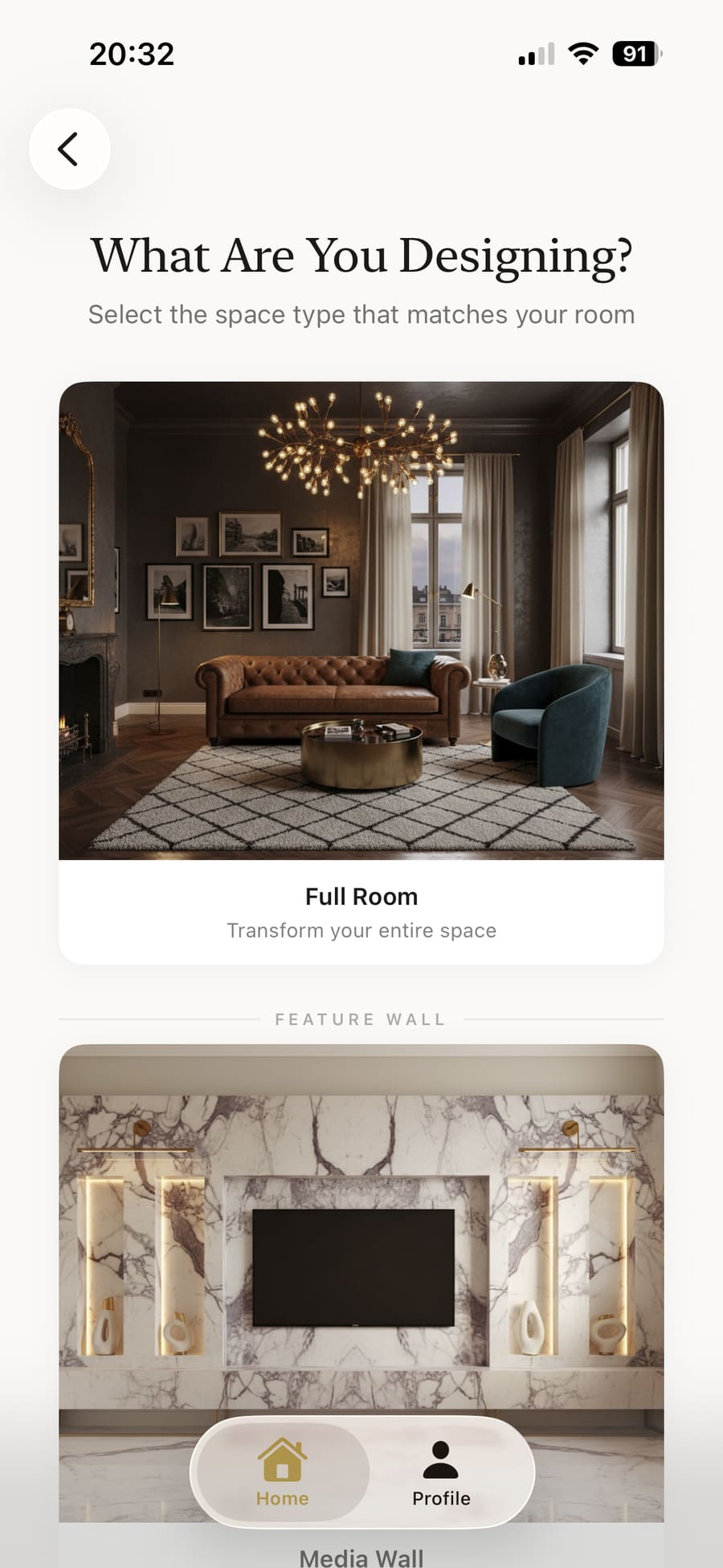 Choosing between designing an entire room or focusing on a single media wall