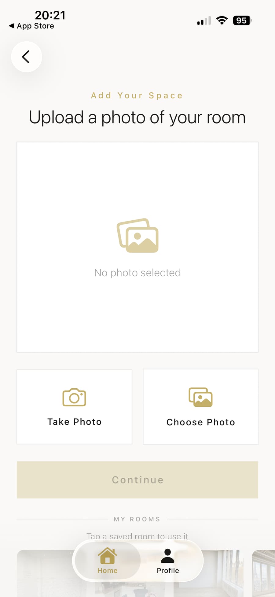 Choosing to take a photo with the camera or select from the photo library