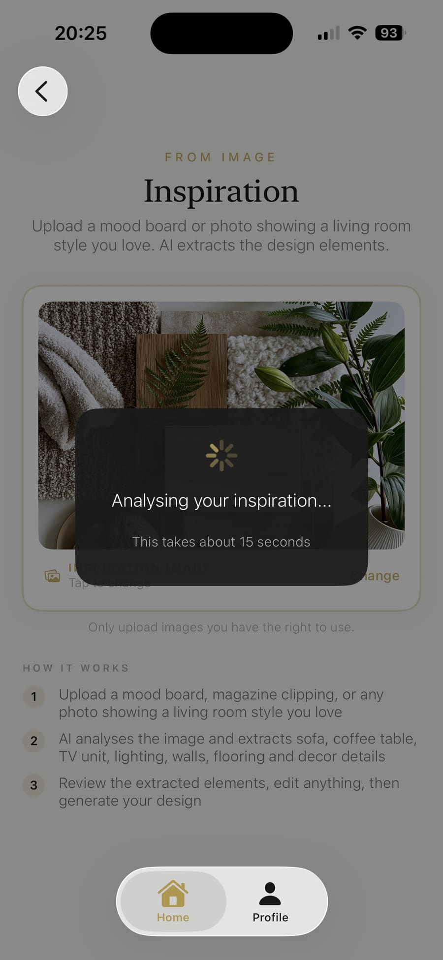 AI analysing the mood board and extracting design information