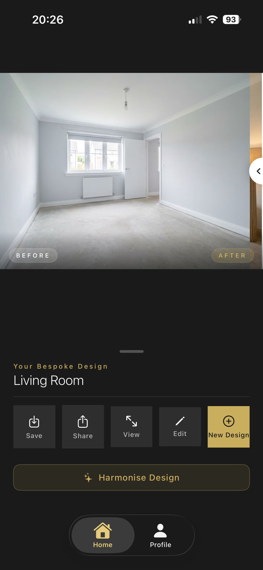 Slider pushed to show the complete original room photo