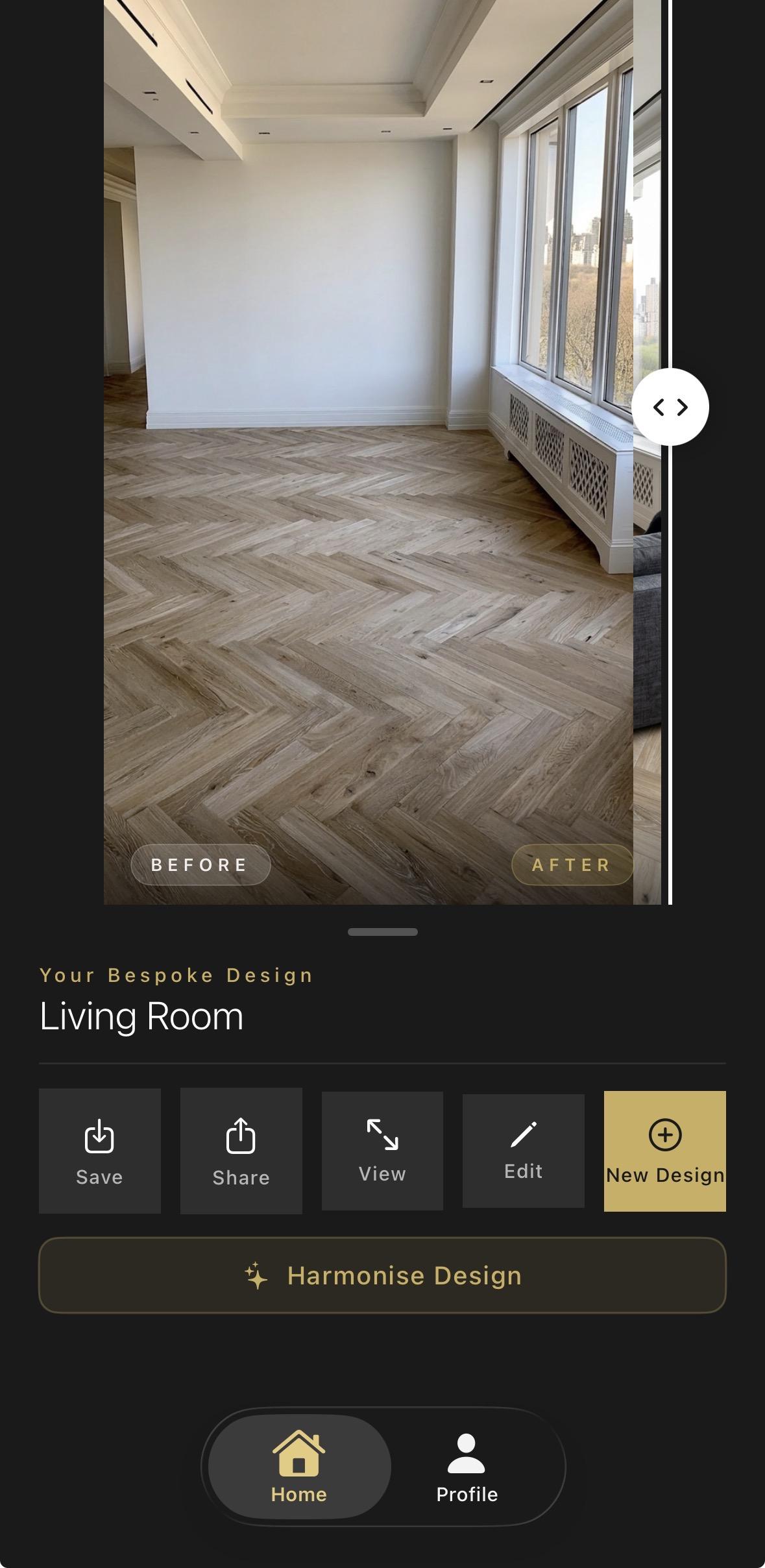 AI-generated room design result showing the full transformation